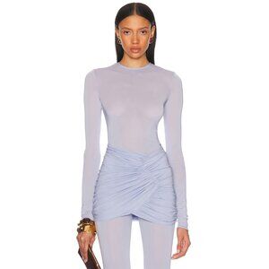 Alexandre Vauthier Long Sleeve Bodysuit in Iris Blue